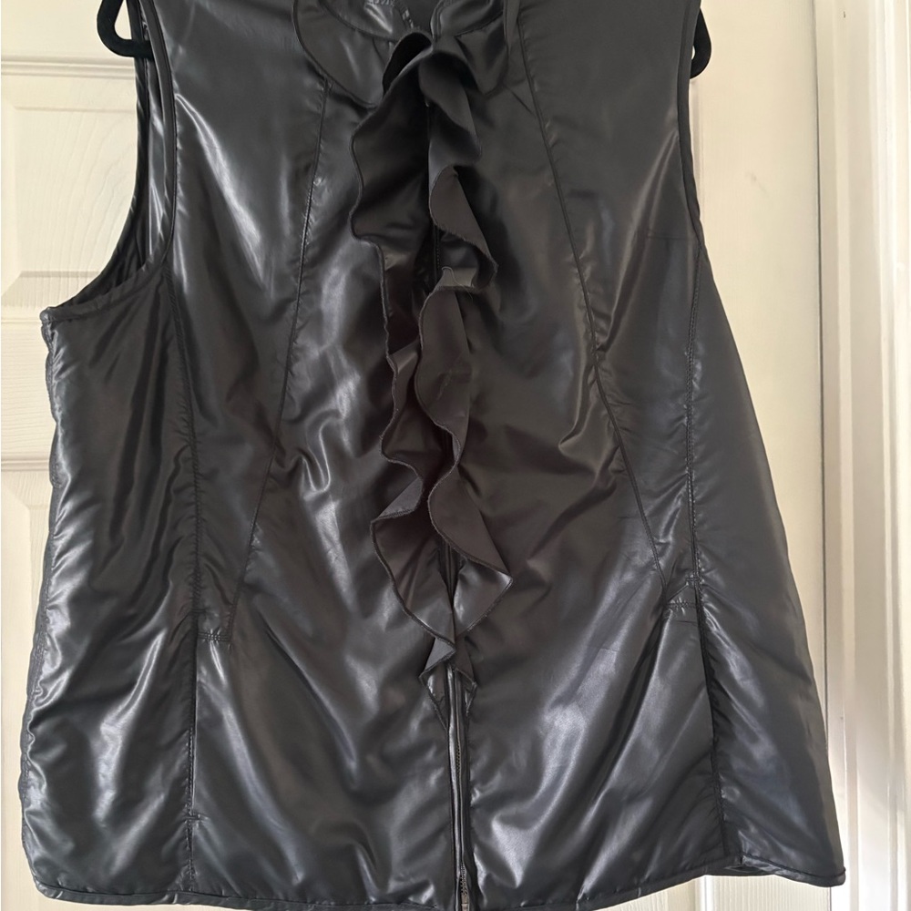 Sleek Black Ruffled Vest